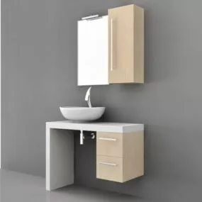 Floating Single Sink Bathroom Vanity 3d model