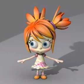 Cute Little Cartoon Girl 3d model