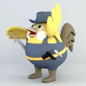 Cowboy Chick Cartoon 3d model
