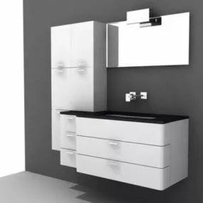 Modern Single Sink Bathroom Vanity 3d model
