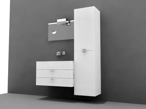 White Bathroom Vanity With Tall Cabinet 3d model White Bathroom Vanity With Tall Cabinet 3d model