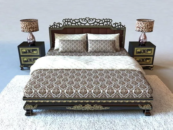 Classic Luxury Wood Bed 3d model Classic Luxury Wood Bed 3d model
