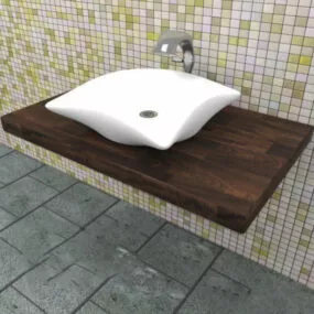 Wall Mount Vessel Sink Vanity 3d model