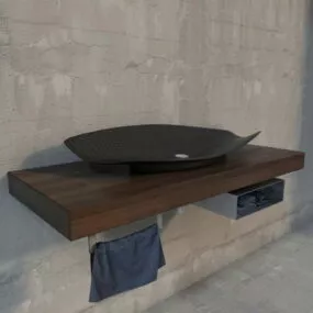 Farmhouse Vanity With Vessel Sink 3d model