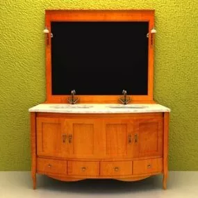 Vintage Double Sink Bathroom Vanity 3d model
