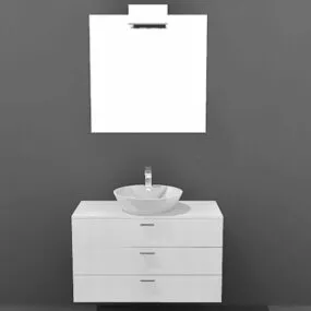 White Single Sink Bathroom Vanity 3d model