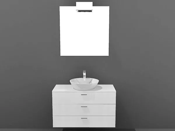 White Single Sink Bathroom Vanity 3d model White Single Sink Bathroom Vanity 3d model