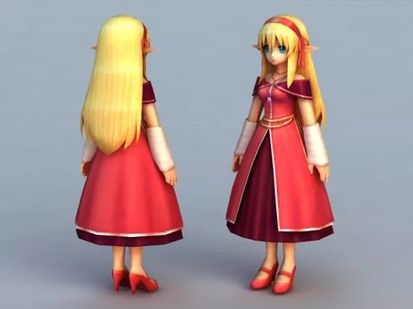Elf Princess Anime Girl 3d model Elf Princess Anime Girl 3d model