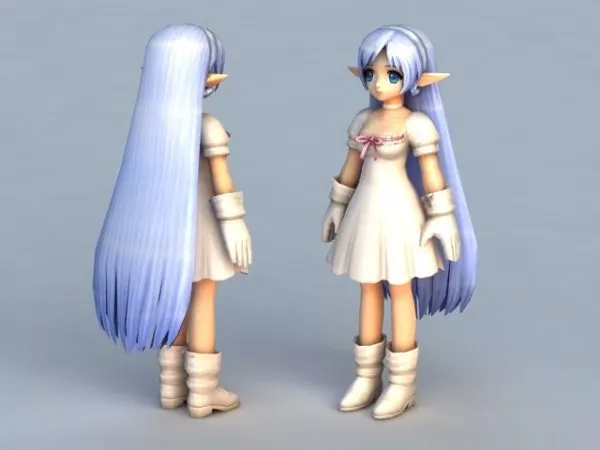 Princess Character With Fantasy Dress 3d model