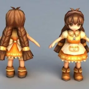 Shy Anime Girl 3d model