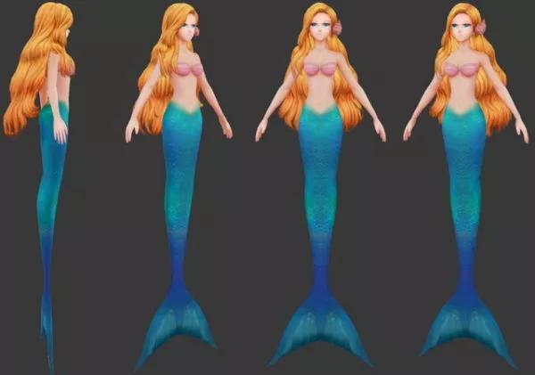 Mermaid In Tank 3d model