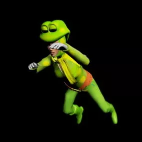 Female Humanoid Frog Rig 3d model
