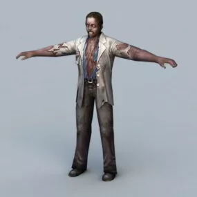 Black Male Zombie Rig 3d model