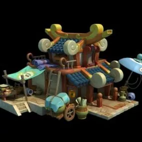 Cartoon Grocery Store 3d model