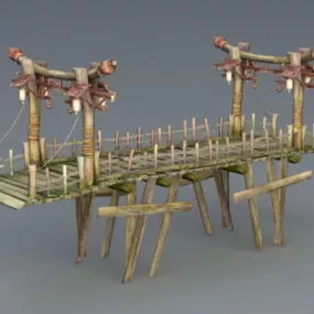 Old Wooden Bridge 3d model