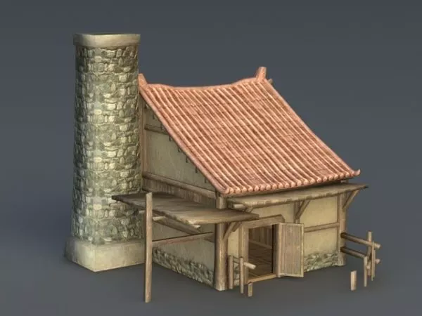 Desert Building With Tower 3d model Desert Building With Tower 3d model