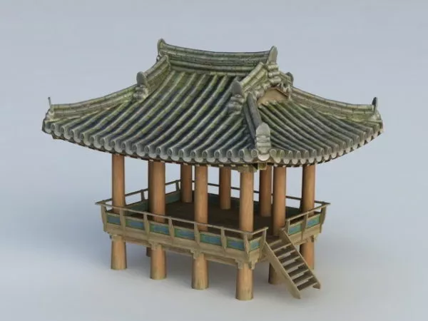 Chinese Gazebo Wooden Structure 3d model