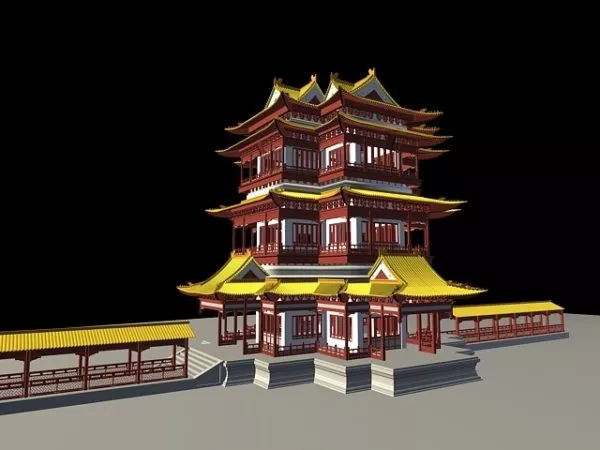 Chinese Buddhist Temple Building 3d model