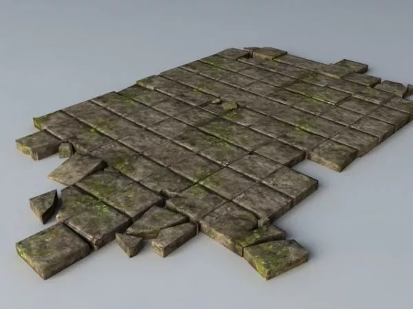 Broken Black Brick Floor 3d model Broken Black Brick Floor 3d model