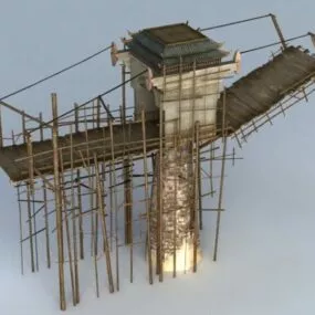 Wooden Medieval Drawbridge 3d model