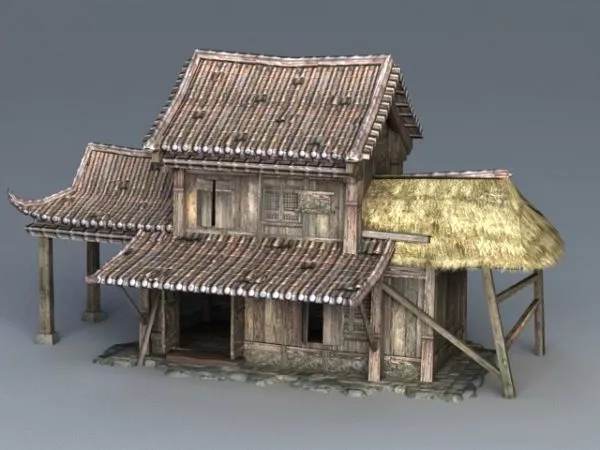 Cottage House With Porch 3d model