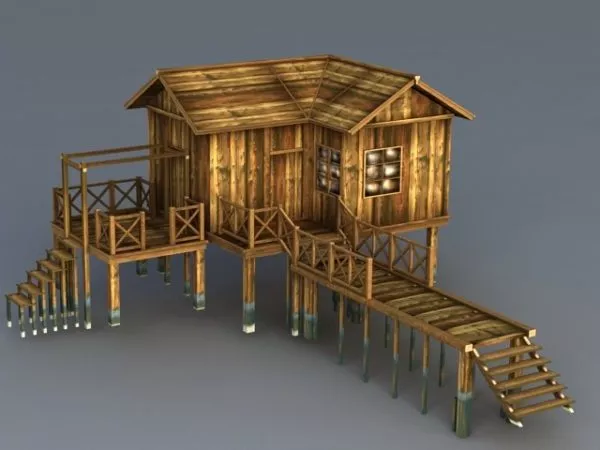 Small Log Cabin Building 3d model