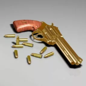 Revolver With Bullets 3d model