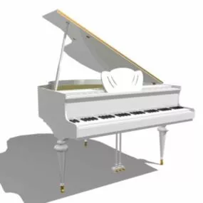 White Grand Piano 3d model