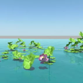 Lotus Flower Pond 3d model
