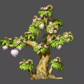 Peach Tree Cartoon 3d model