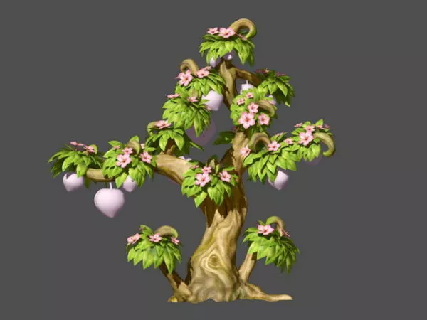 Peach Tree Cartoon 3d model Peach Tree Cartoon 3d model