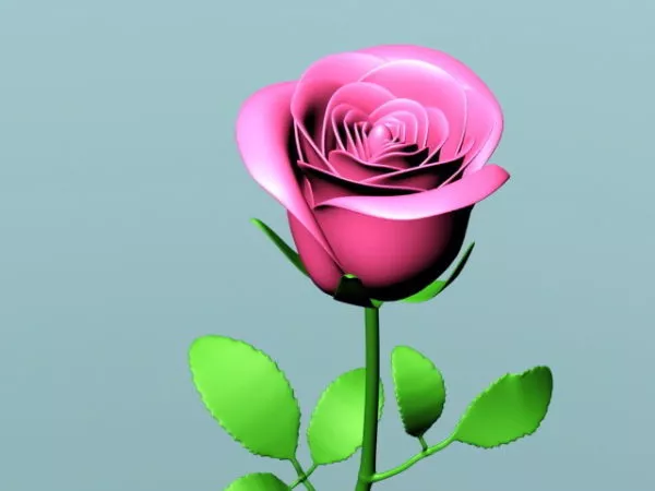 Pink Rose Branch 3d model Pink Rose Branch 3d model