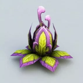 Purple Cartoon Flower Plant 3d model