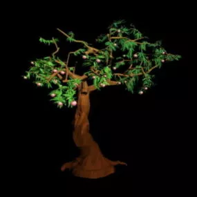 Old Peach Tree With Fruit 3d model