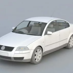 White Sedan Car 3d model
