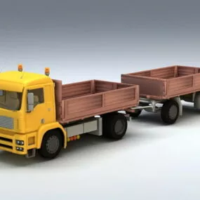 Double Trailer Dump Truck 3d model