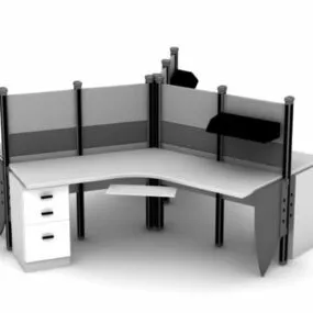 3 Person Workstation 3d model