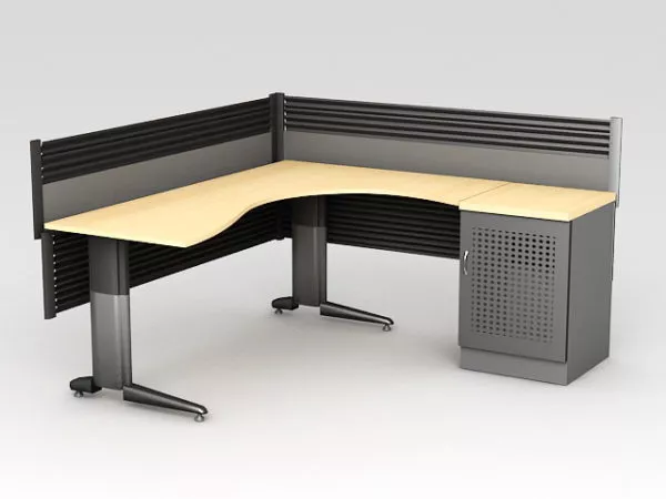 Blue Office Cubicle Workspace 3d model