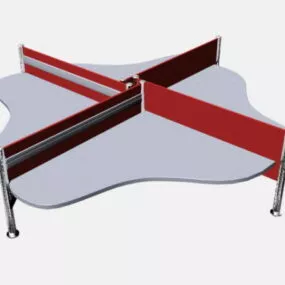 4 Person Office Workstation 3d model