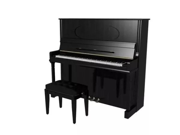 Black Upright Piano And Bench 3d model Black Upright Piano And Bench 3d model