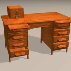 Antique Wooden Office Desk 3d model
