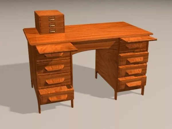 Antique Wooden Office Desk 3d model Antique Wooden Office Desk 3d model