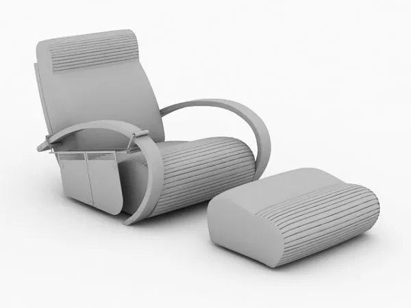 Reclining Chair With Ottoman 3d model Reclining Chair With Ottoman 3d model