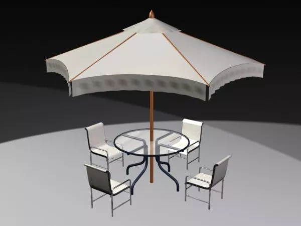 Patio Furniture Set With Umbrella 3d model