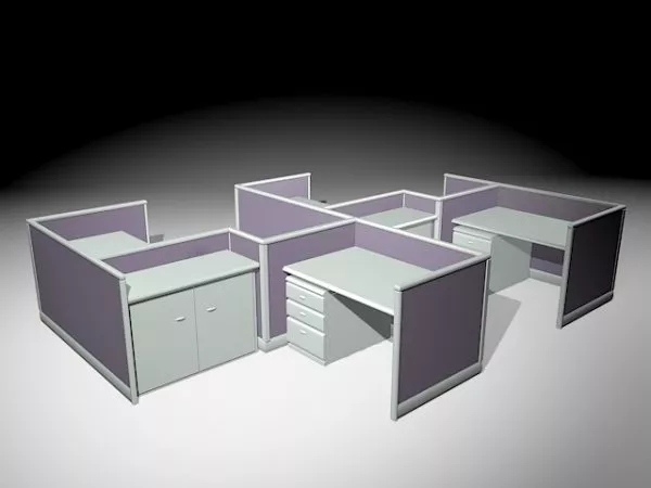 Open Office Space With Cabinet 3d model