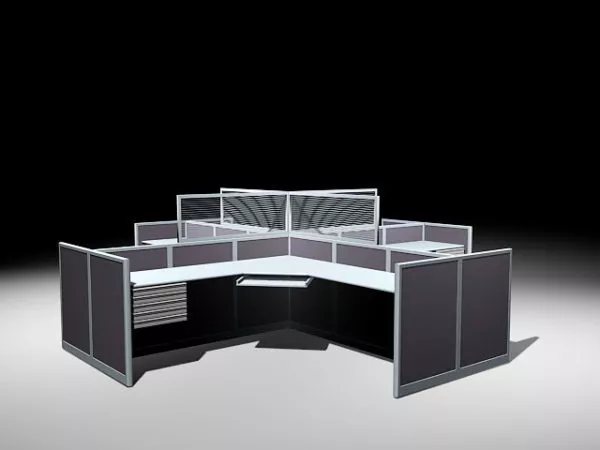 Quad Cubicle Workstations 3d model Quad Cubicle Workstations 3d model