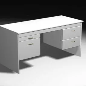 White Office Desk 3d model