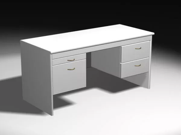 White Office Desk 3d model White Office Desk 3d model