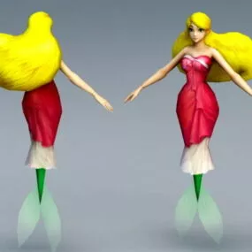 Beautiful Cartoon Mermaid 3d model