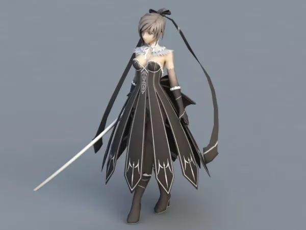 Anime Warrior Girl 3d model Anime Warrior Girl 3d model